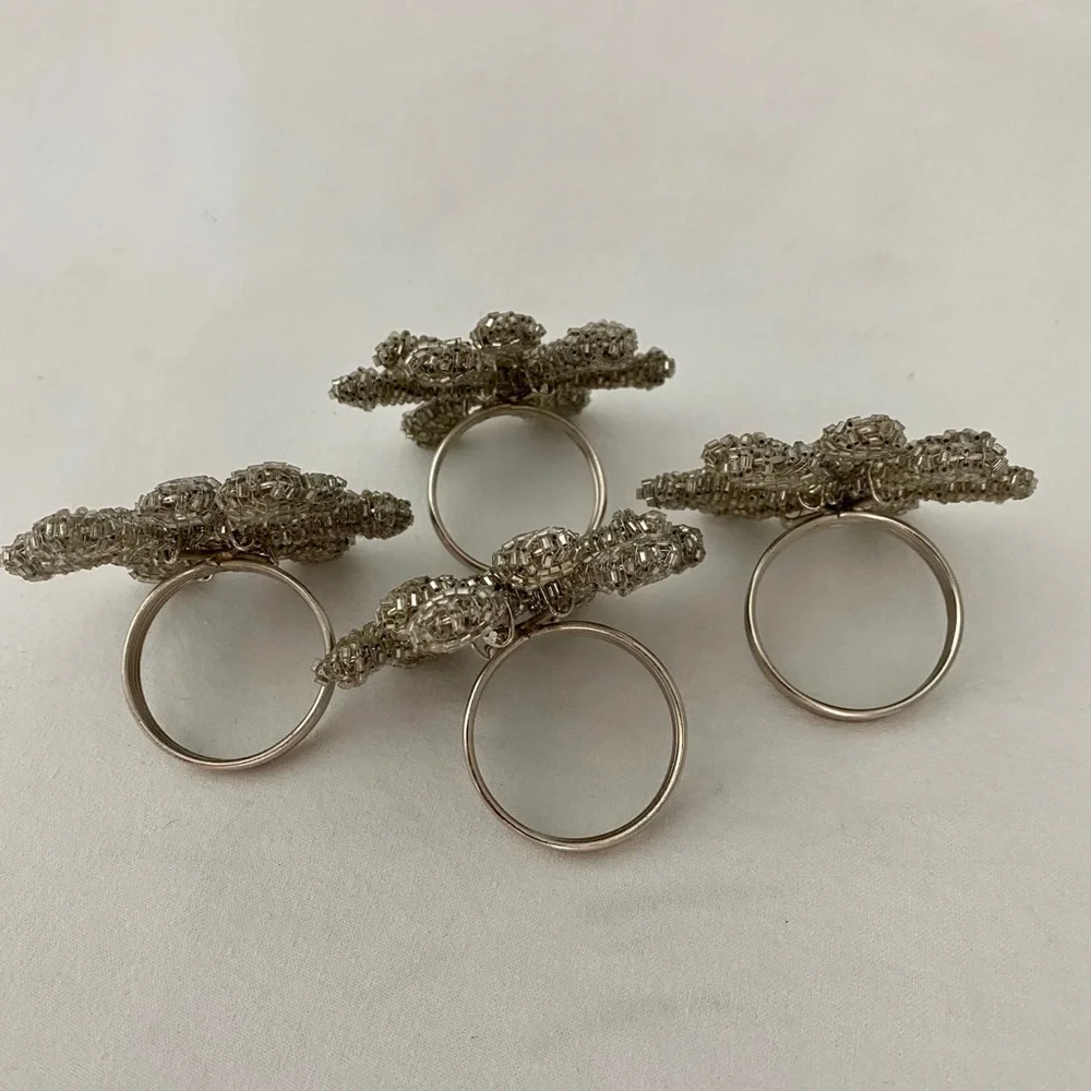 Crate & Barrel Snowflake Napkin Rings ~4